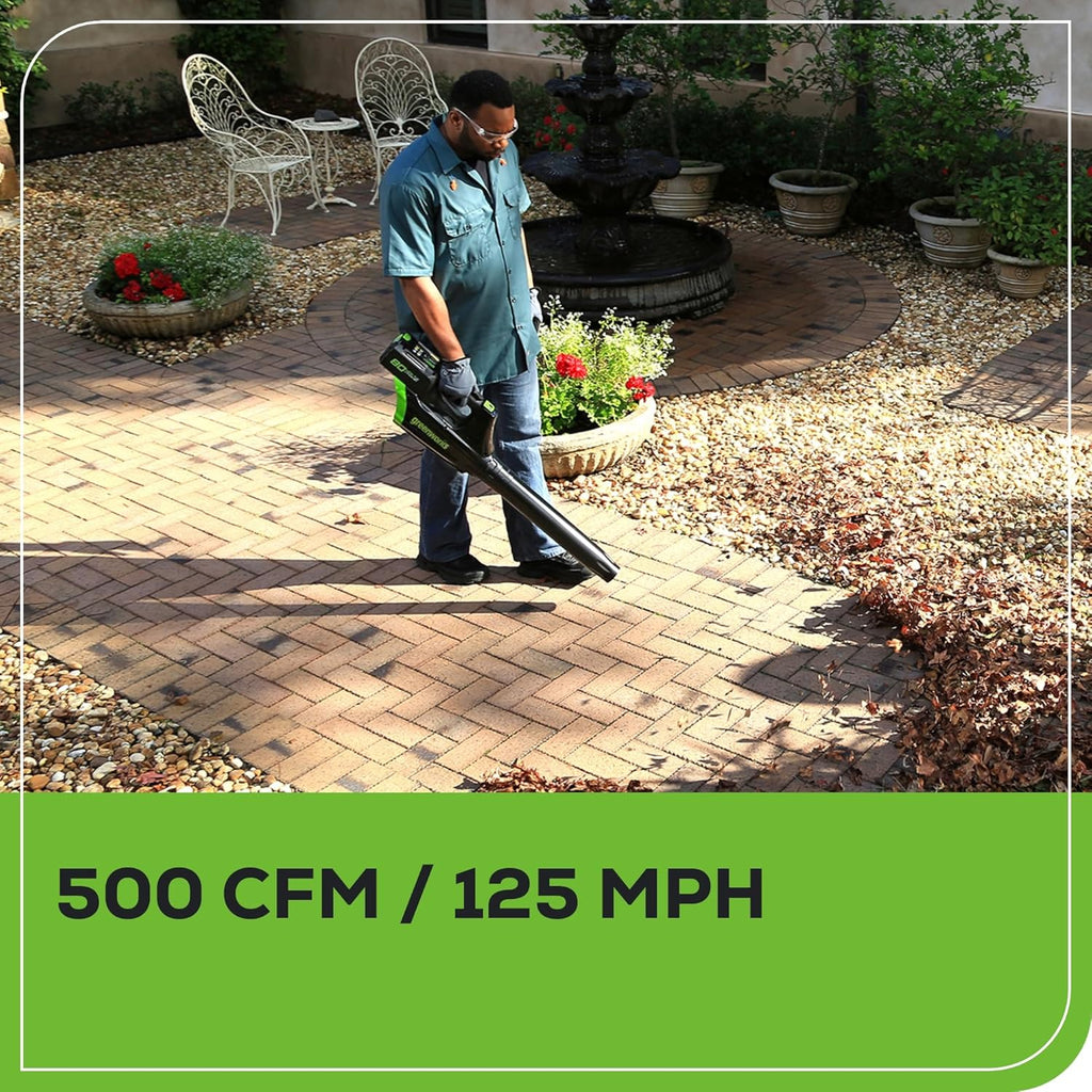 Tondeuse à gazon à gazon électrique sans fil Greenworks 80 V 53 cm (à pousser) + souffleur de feuilles axial (500 CFM) + coupe-bordures 33 cm (75+ outils compatibles) (2) batteries 2,0 Ah et chargeur rapide 30 minutes