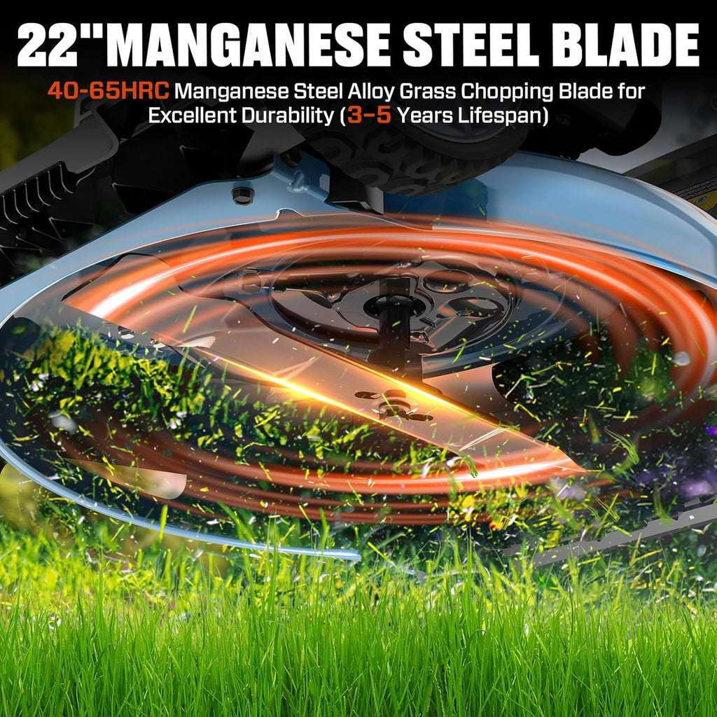 Tondeuse à gazon à gazon à essence SENIX 22" autotractée avec moteur OHV 4 temps de 170 cm³, tondeuse à gazon poussée 3 en 1, réglage de la hauteur de coupe sur 6 positions