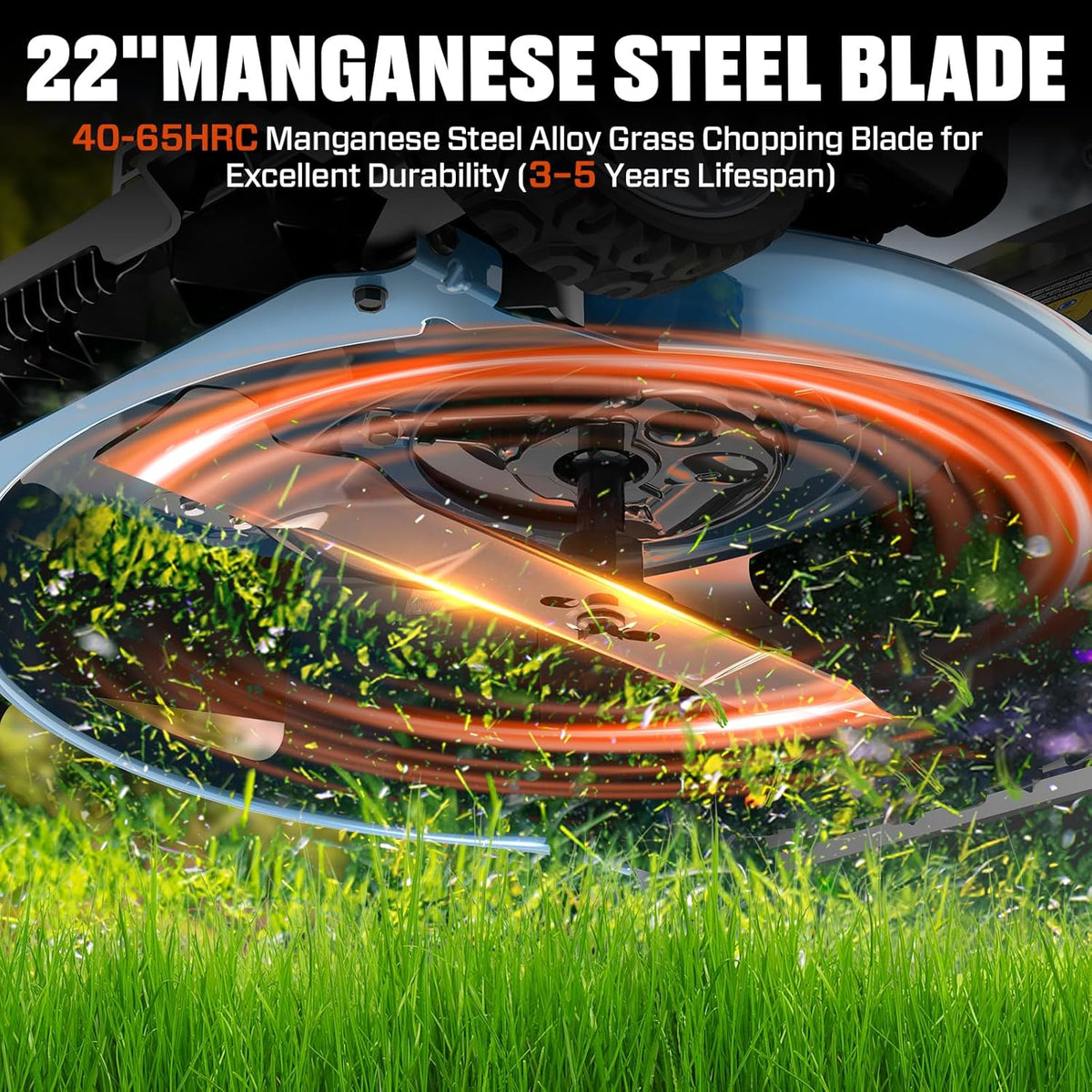 Tondeuse à gazon à gazon à essence SENIX 22" autotractée avec moteur OHV 4 temps de 170 cm³, tondeuse à gazon poussée 3 en 1, réglage de la hauteur de coupe sur 6 positions