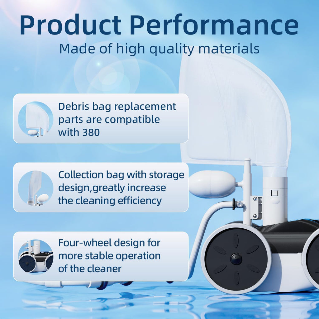 Appareil de nettoyage de piscine sous pression latérale MAKHOON Upgrade – Nettoyeur de piscine professionnel pour effectuer le nettoyage performant – Structure stable à 4 roues