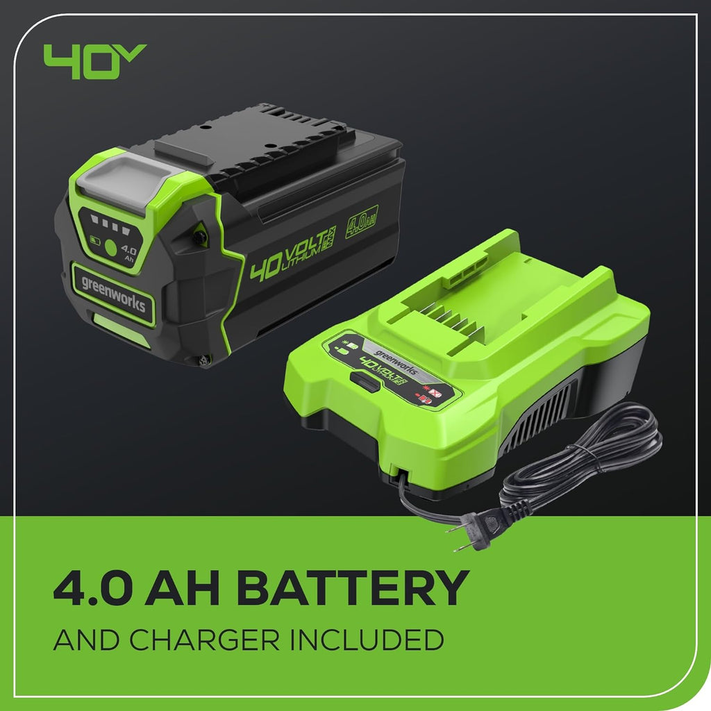 Tondeuse à gazon à gazon sans fil Greenworks 40V 16" ultra-légère à pousser avec batterie 4,0 Ah et chargeur (compatible avec plus de 75 outils, autonomie de 45 minutes)