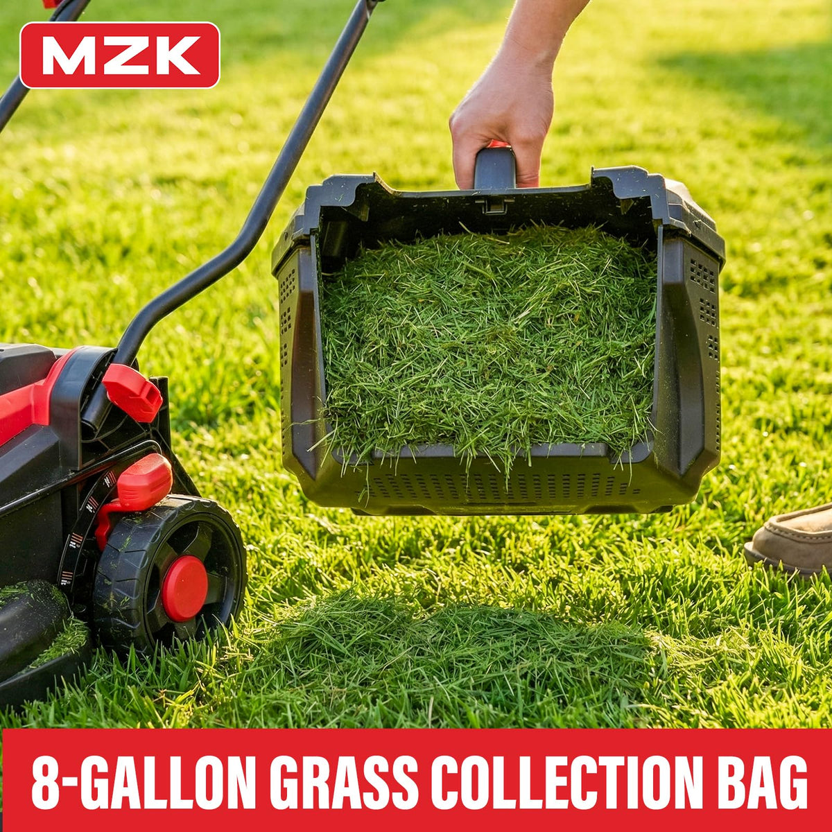 Tondeuse à gazon à gazon électrique sans fil MZK 20V 13 avec sac de ramassage.