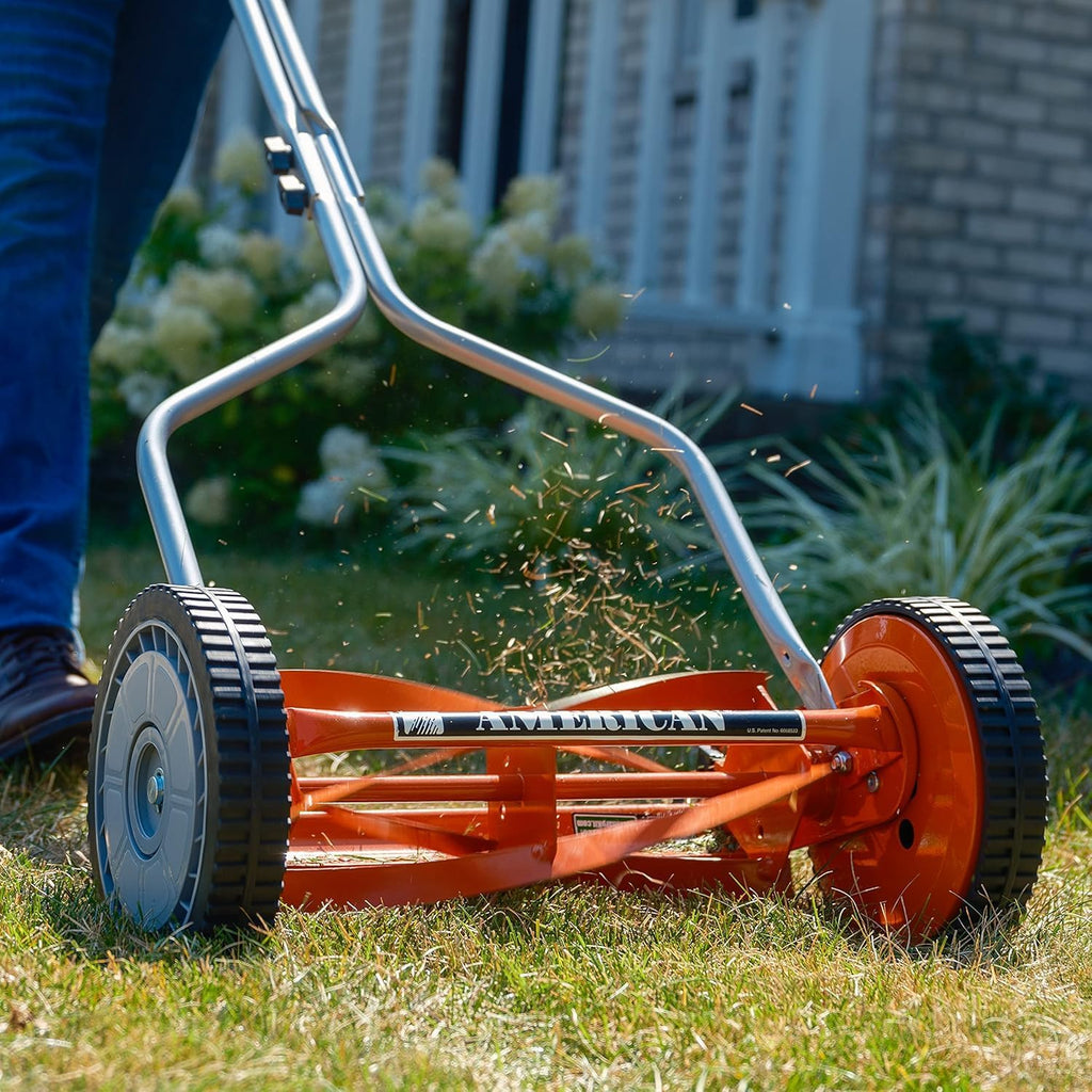 Tondeuse à gazon à gazon manuelle American Lawn Mower Company 1204-14, 14 pouces, 4 lames, rouge