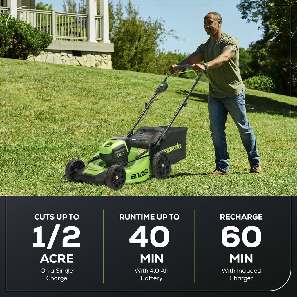 Tondeuse à gazon à gazon sans fil Greenworks 80V 21 sans balais