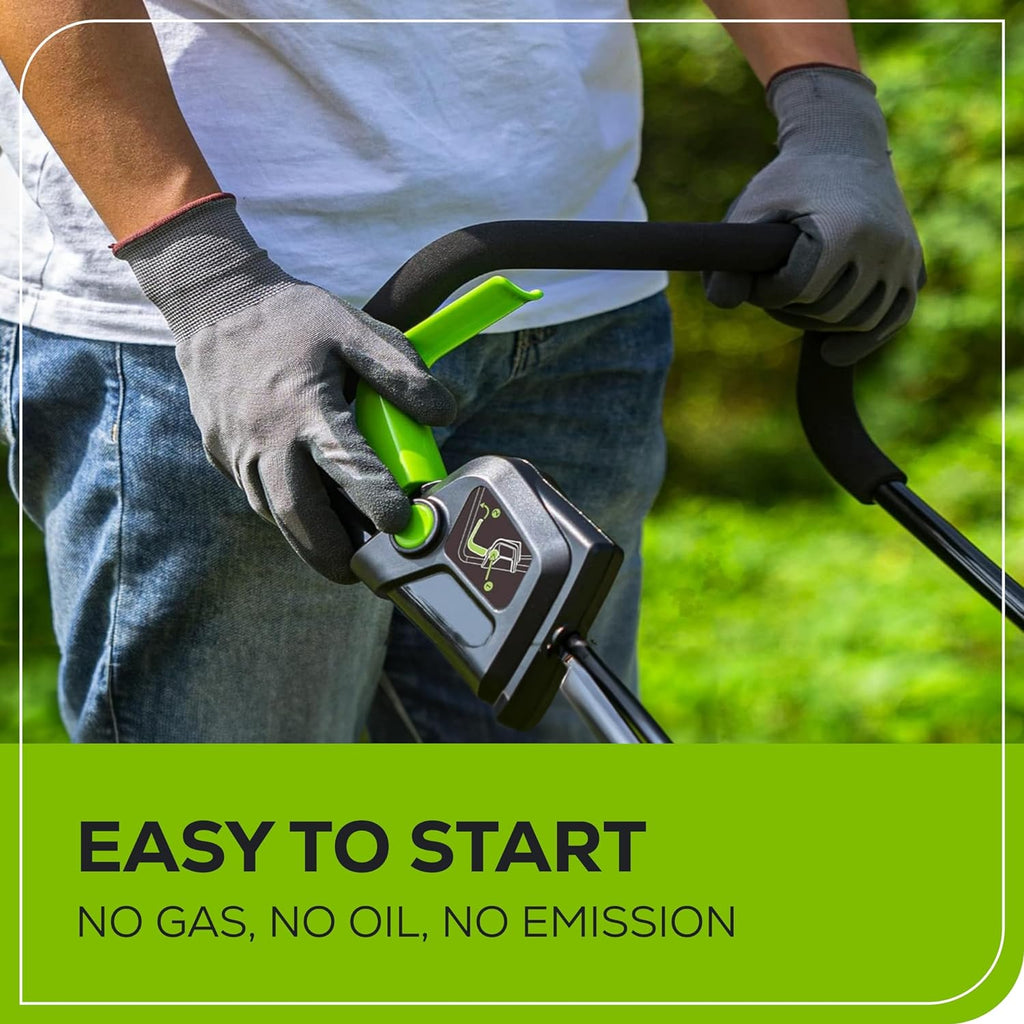 Tondeuse à gazon à gazon sans fil Greenworks 24 V 13" avec batterie 4,0 Ah et chargeur. Tondeuse à pousser sans entretien avec fonction mulching/ramassage 2 en 1.
