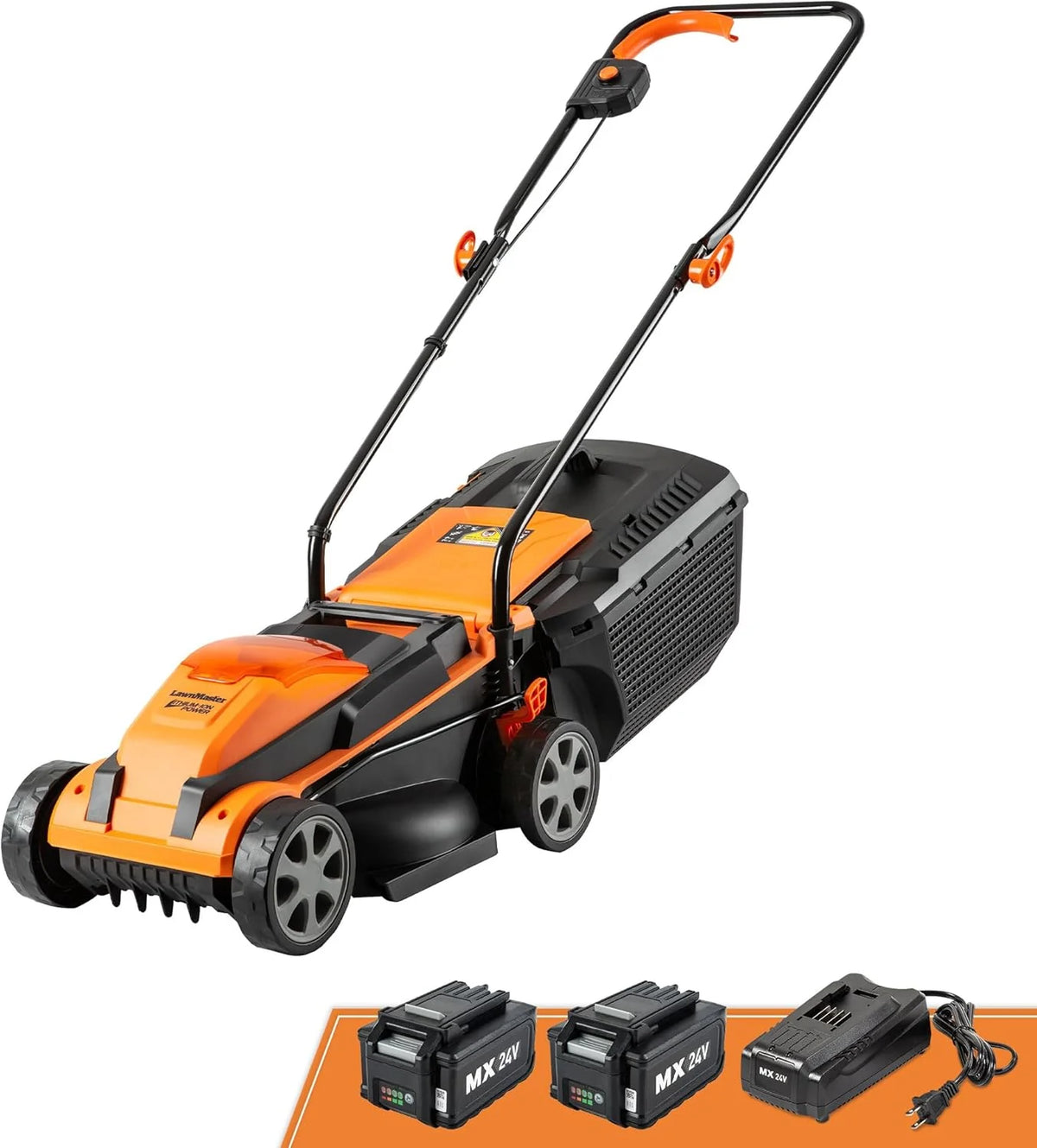 Tondeuse à gazon à gazon sans fil LawnMaster 13 pouces 24 V Max avec 2 batteries de 4,0 Ah et un chargeur