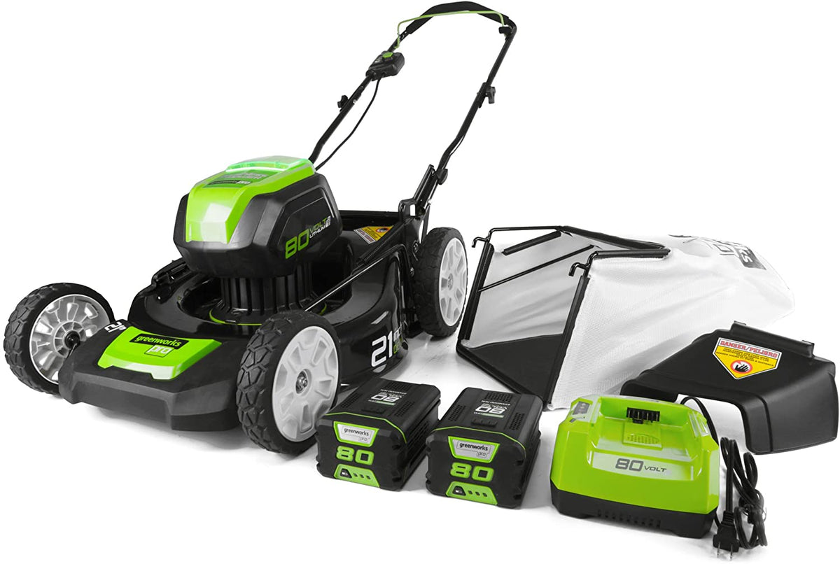 Tondeuse à gazon à gazon 21 pouces 80 V, (2) batteries 2 Ah et chargeur inclus GLM801601