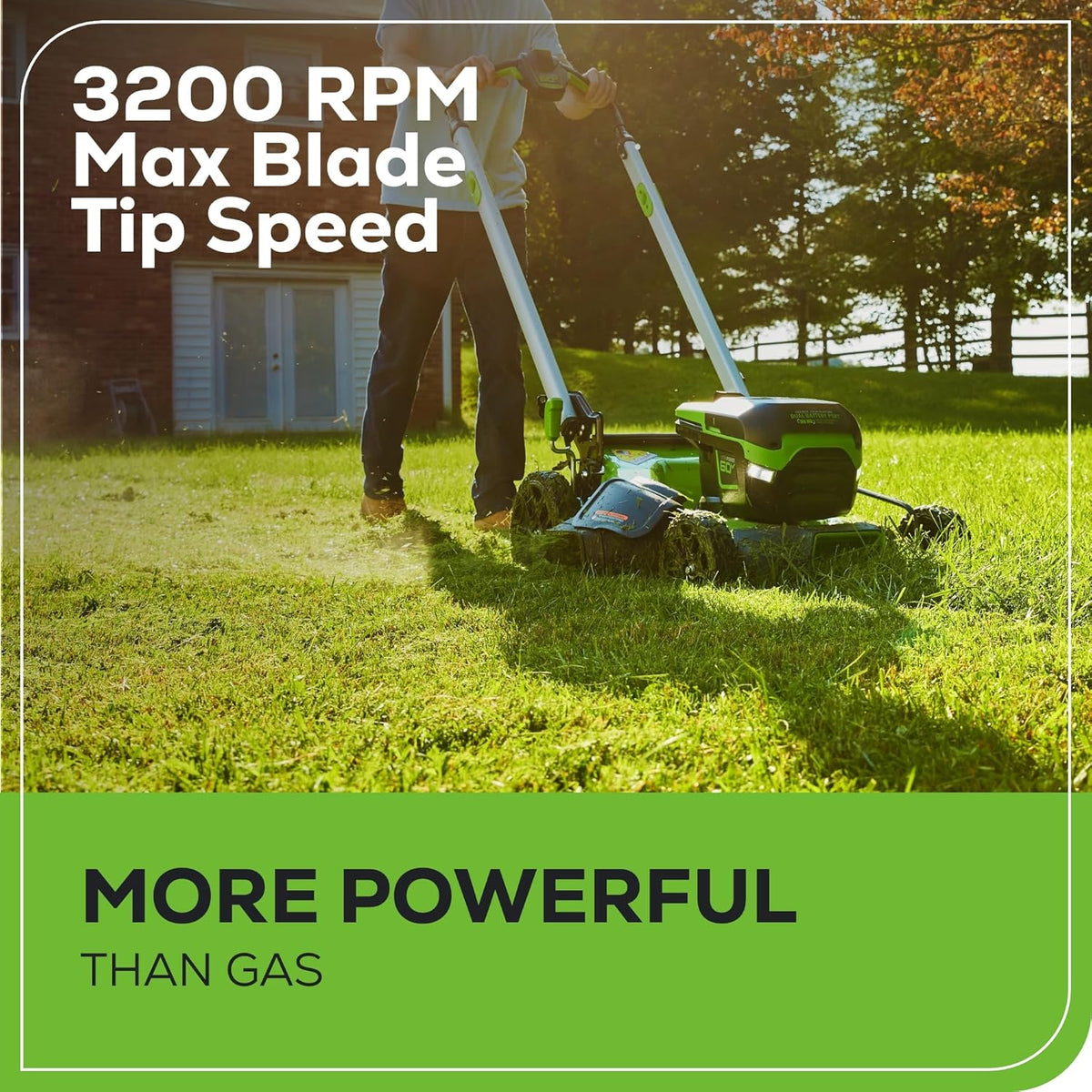 Tondeuse à gazon à gazon sans fil Greenworks 60V 21 (poussée), batterie 5,0 Ah (1/2 acre, chargeur rapide, 4 en 1, lumières LED, IPX4)