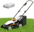 Tondeuse à gazon à gazon électrique sans fil Litheli, pour pelouse de 120 m² (1300 pi²), avec moteur, largeur de coupe de 33,5 cm (13,2 po), capacité du réservoir de 30 litres (8 gallons), hauteur de coupe réglable de 2,5 à 6,5 cm (1 à 2,5 po), batte