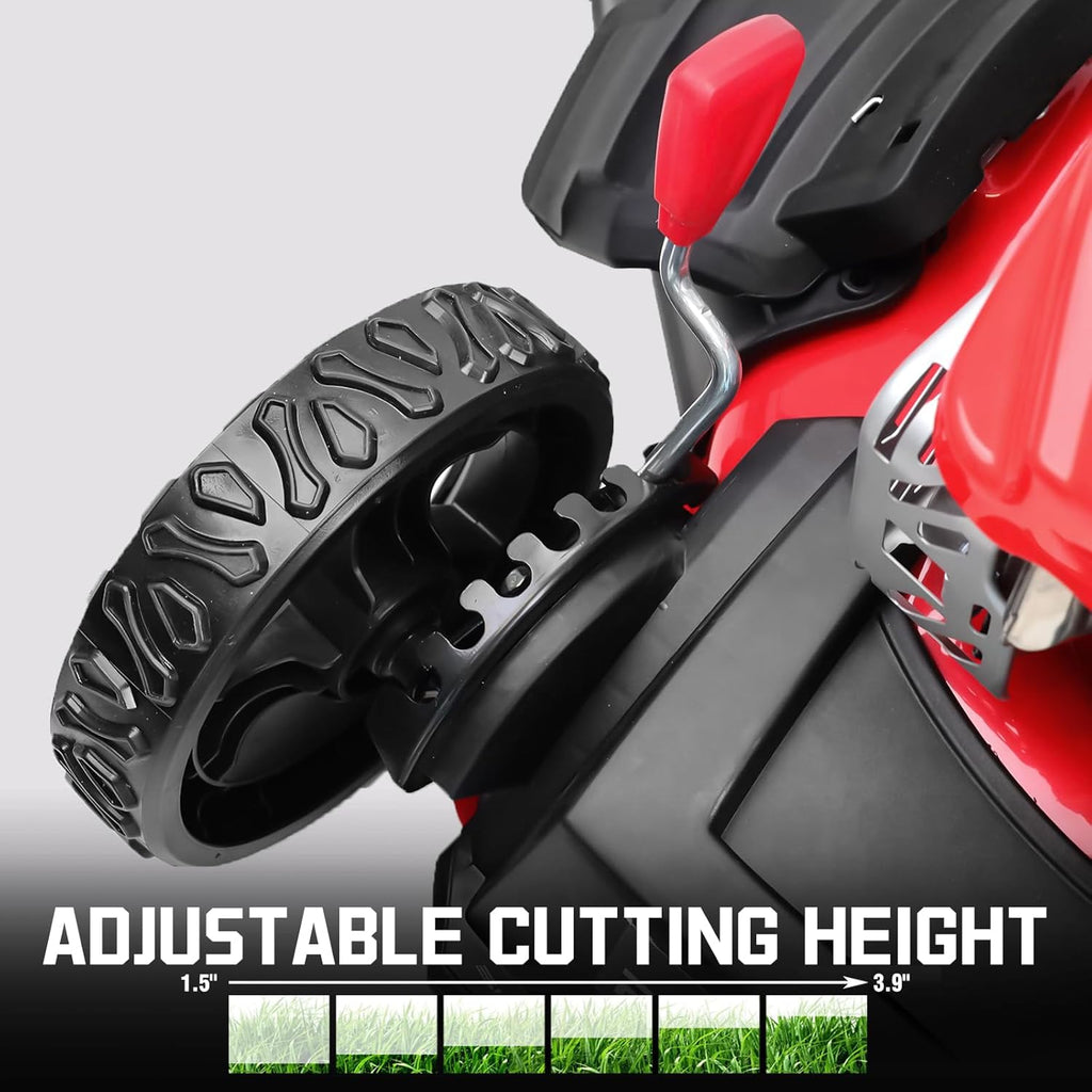 Tondeuse à gazon à gazon autoportée PowerSmart 18 po, moteur OHV 144 cm³, 3 en 1, à essence, avec réglage de la hauteur et sac de mulching.