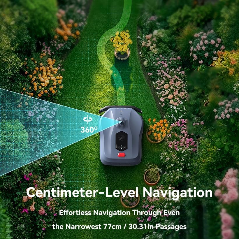 Tondeuse à gazon robot Neomow X SE sans fil pour terrain de 0,3 hectare (0,75 acre). Technologie 3D LiDAR SLAM + cartographie visuelle. Connexion 4G, sans station RTK, évitement d'obstacles précis par IA, application de contrôle, système antivol.