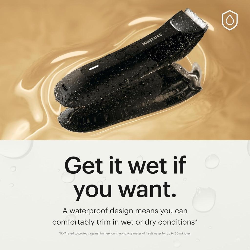MANSCAPED® The Lawn Mower® 4.0 PRO - Tondeuse à gazon pour le maillot et le corps, lame SkinSafe® améliorée, étanche et utilisable sur peau sèche ou humide, compatible avec la recharge USB-C et sans fil, rasoir intime pour homme avec verrouillage de