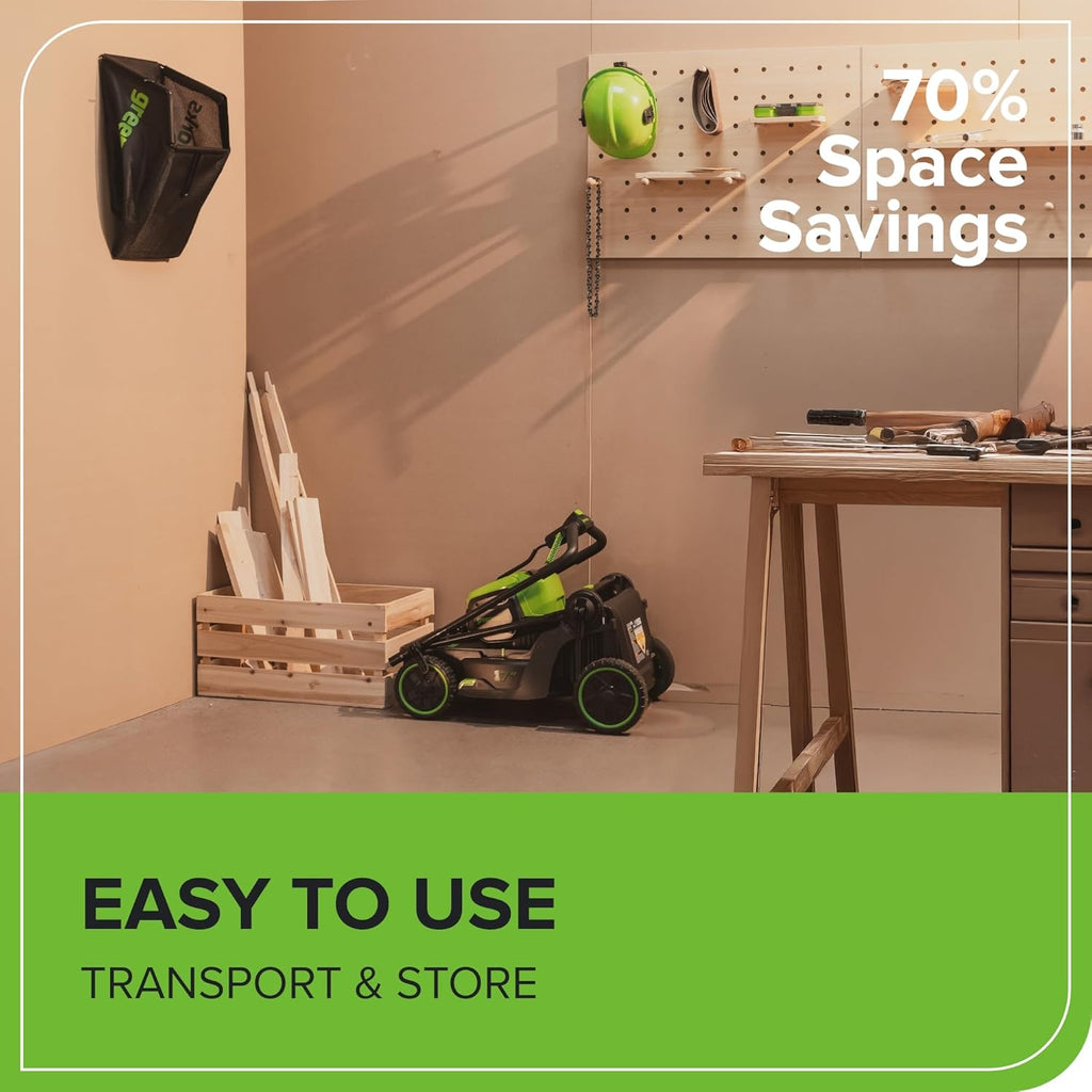 Tondeuse à gazon à gazon sans fil Greenworks 60V 17" sans balais, 2 en 1, mulching/ramassage, batterie 4,0 Ah et chargeur 3 A (autonomie de 40 min)
