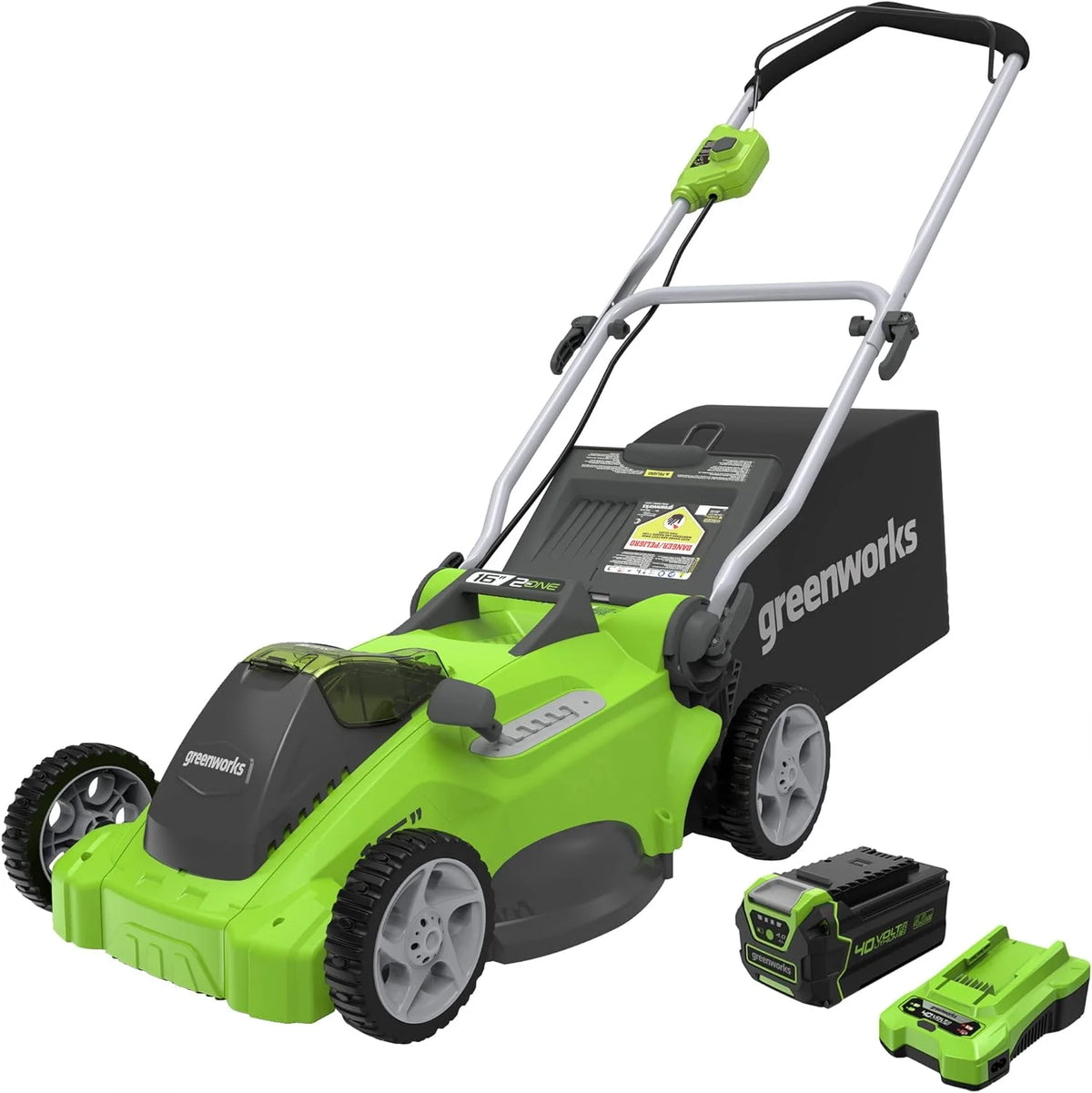 Tondeuse à gazon à gazon électrique sans fil Greenworks 40V 16, batterie 4,0 Ah et chargeur inclus