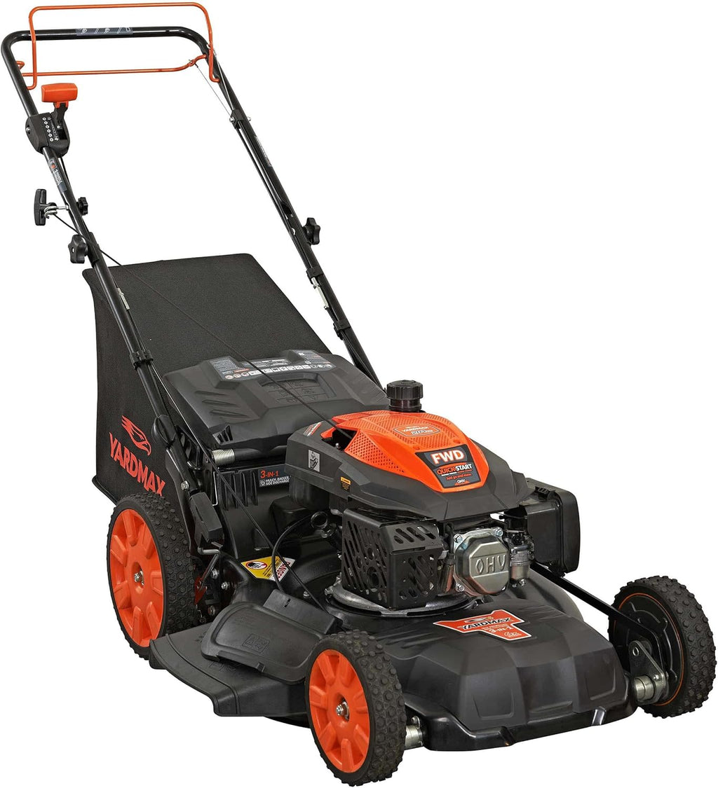 Tondeuse à gazon à gazon autotractée YARDMAX Select PACE 22 po, 201 cm³, transmission CVT à 6 vitesses, roues hautes, traction avant, 3 en 1, à essence, noire (YG2860)