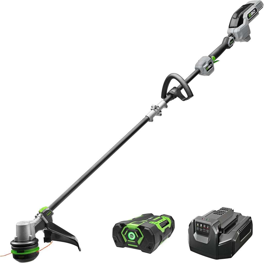 Coupe-bordures à batterie EGO POWER+ 15 pouces pour mauvaises herbes et gazon, avec technologie POWERLOAD et arbre divisible en fibre de carbone. Batterie 56 V 2,5 Ah et chargeur inclus - ST1521S pratique