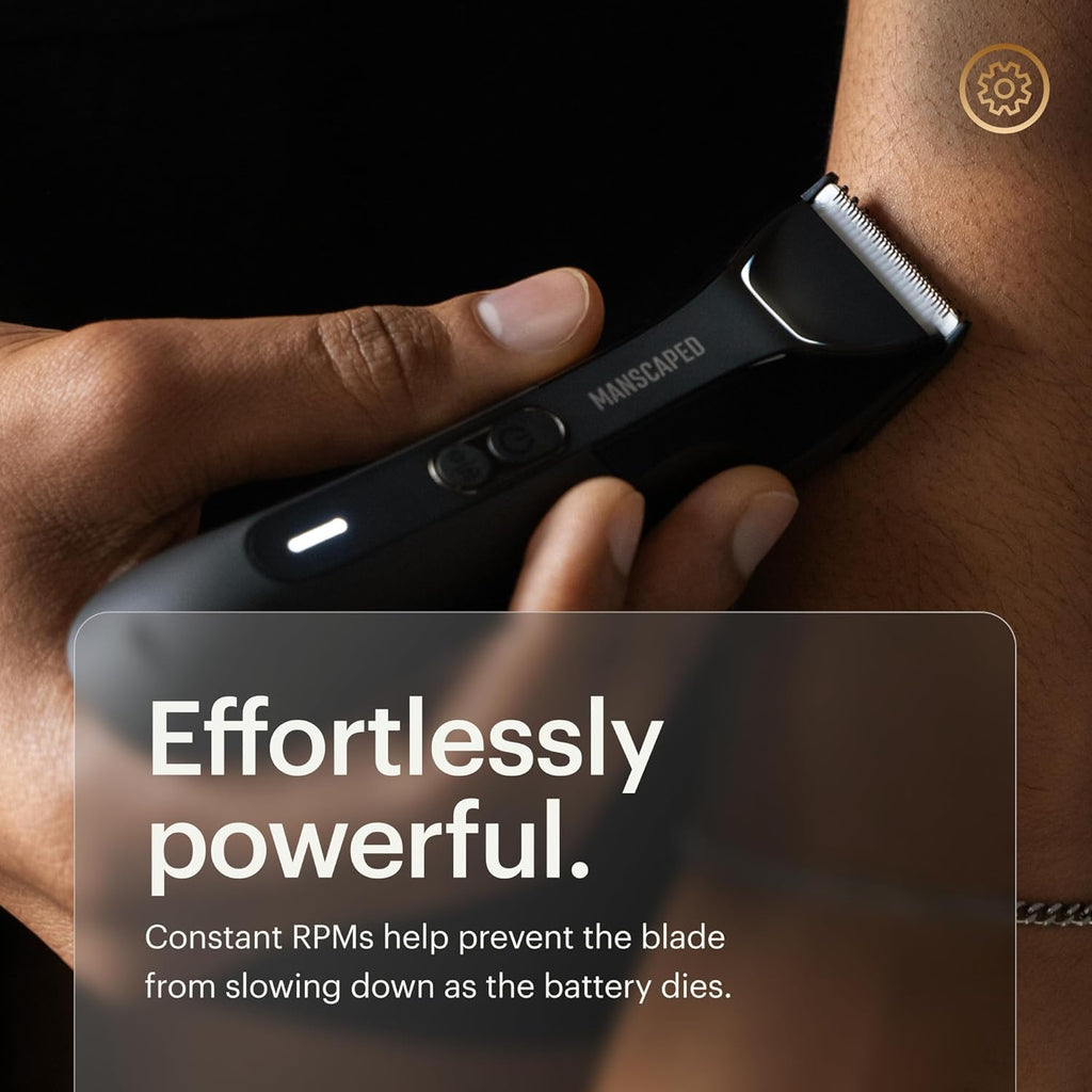 MANSCAPED® The Lawn Mower® 4.0 PRO - Tondeuse à gazon pour le maillot et le corps, lame SkinSafe® améliorée, étanche et utilisable sur peau sèche ou humide, compatible avec la recharge USB-C et sans fil, rasoir intime pour homme avec verrouillage de