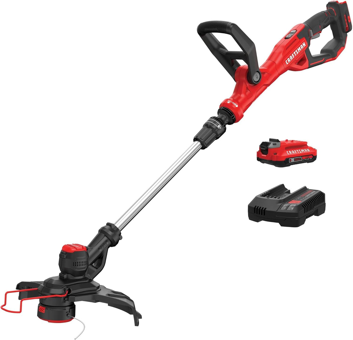 Coupe-bordures et dresse-bordures sans fil pratique CRAFTSMAN V20, avec batterie 2,0 Ah et chargeur, léger, autonomie prolongée, 2 vitesses (CMCST900D1)