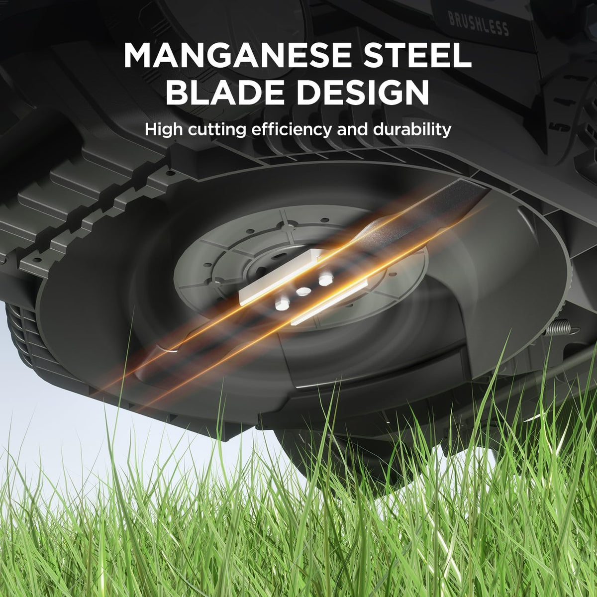 Tondeuse à gazon à gazon électrique sans fil Litheli, idéale pour les pelouses jusqu'à 150 m² (1600 pi²). Moteur sans balais, largeur de coupe de 33 cm (13 po), capacité du réservoir de 30 litres (8 gallons), hauteur de coupe réglable de 2,5 à 6,5 cm