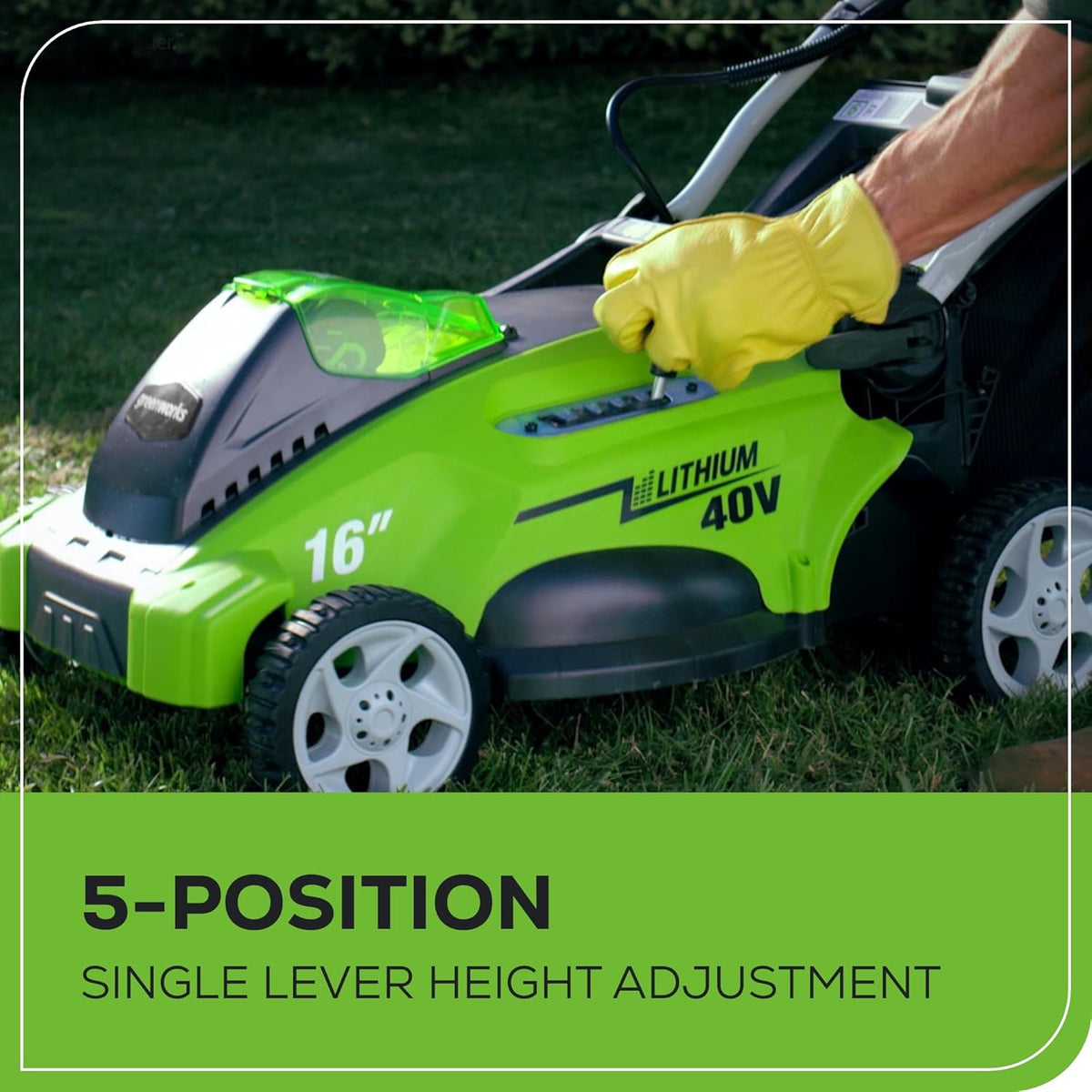 Tondeuse à gazon à gazon sans fil Greenworks 40V 16" ultra-légère à pousser avec batterie 4,0 Ah et chargeur (compatible avec plus de 75 outils, autonomie de 45 minutes)