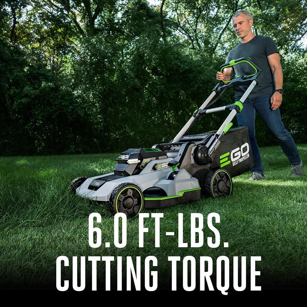 Tondeuse à gazon à gazon sans fil autotractée EGO Power+ 53 cm (21 pouces) 56 V avec 2 batteries 4,0 Ah et chargeur rapide, noire