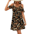 Robe d'été courte à épaules dénudées et manches à volants, style mexicain pour les mamans de Chihuahuas.