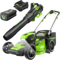Tondeuse à gazon à gazon autotractée Greenworks 80V 21 avec souffleur (2e génération) Batterie 5,0 Ah