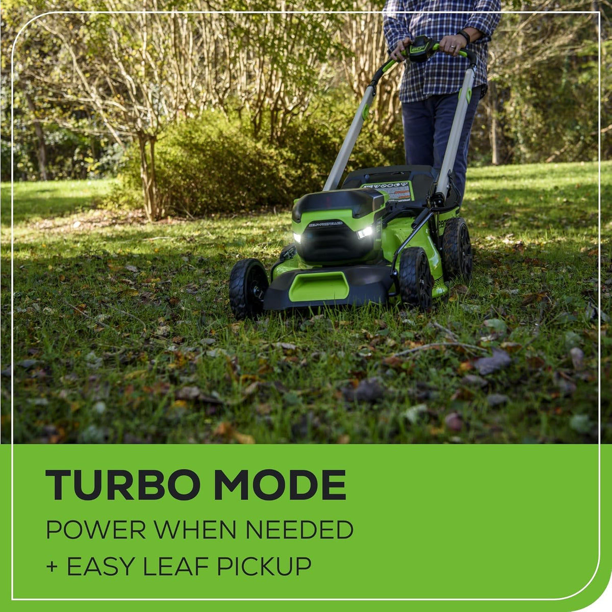 Tondeuse à gazon à gazon sans fil autotractée Greenworks 60V 21 avec moteur sans balais et éclairage LED. Comprend 2 batteries de 4,0 Ah et un chargeur rapide à double port (compatible avec plus de 75 outils, autonomie de 45 minutes).