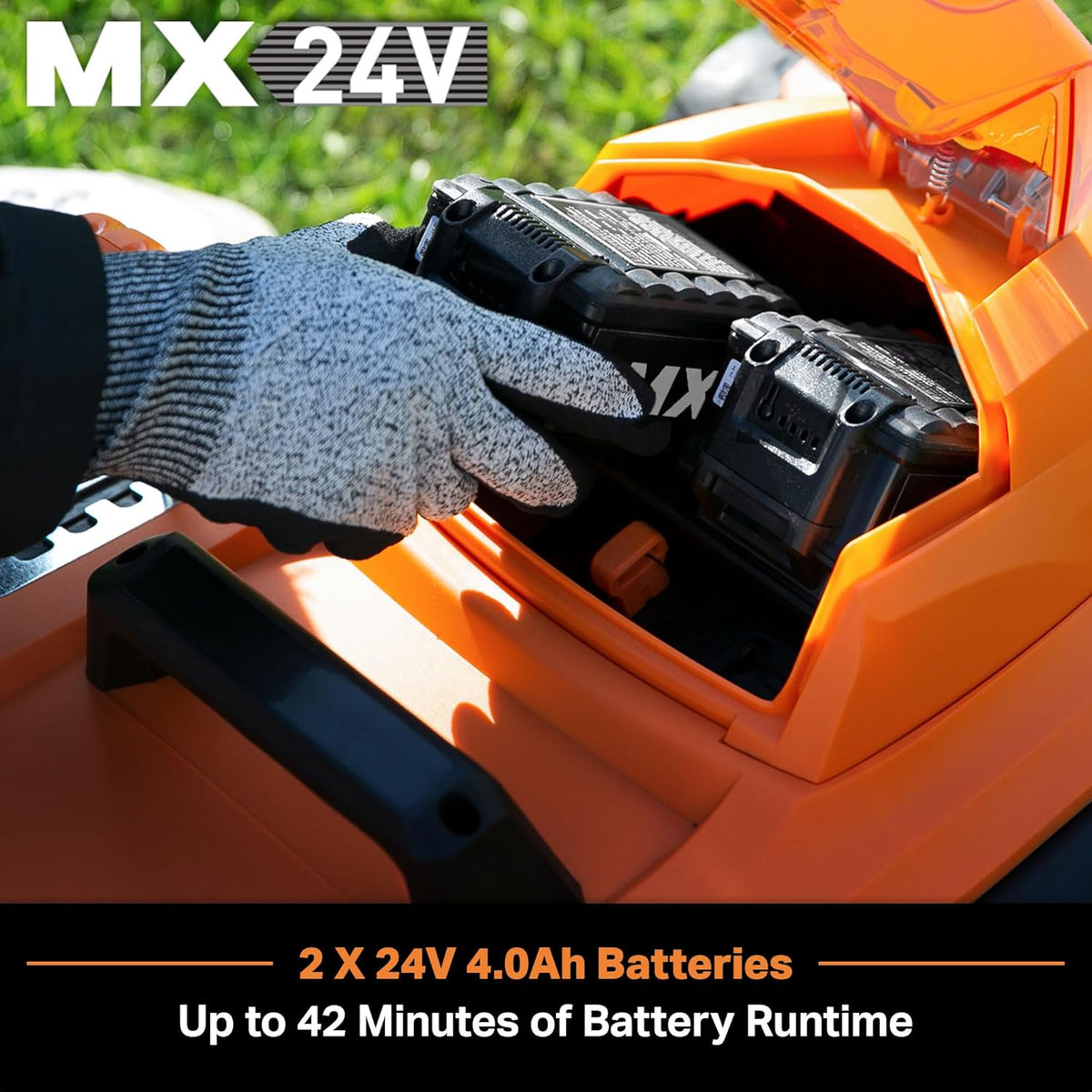 Tondeuse à gazon sans balais LawnMaster CLMF4817E 48V MAX avec 2 batteries 24V MAX 4,0 Ah et un chargeur double