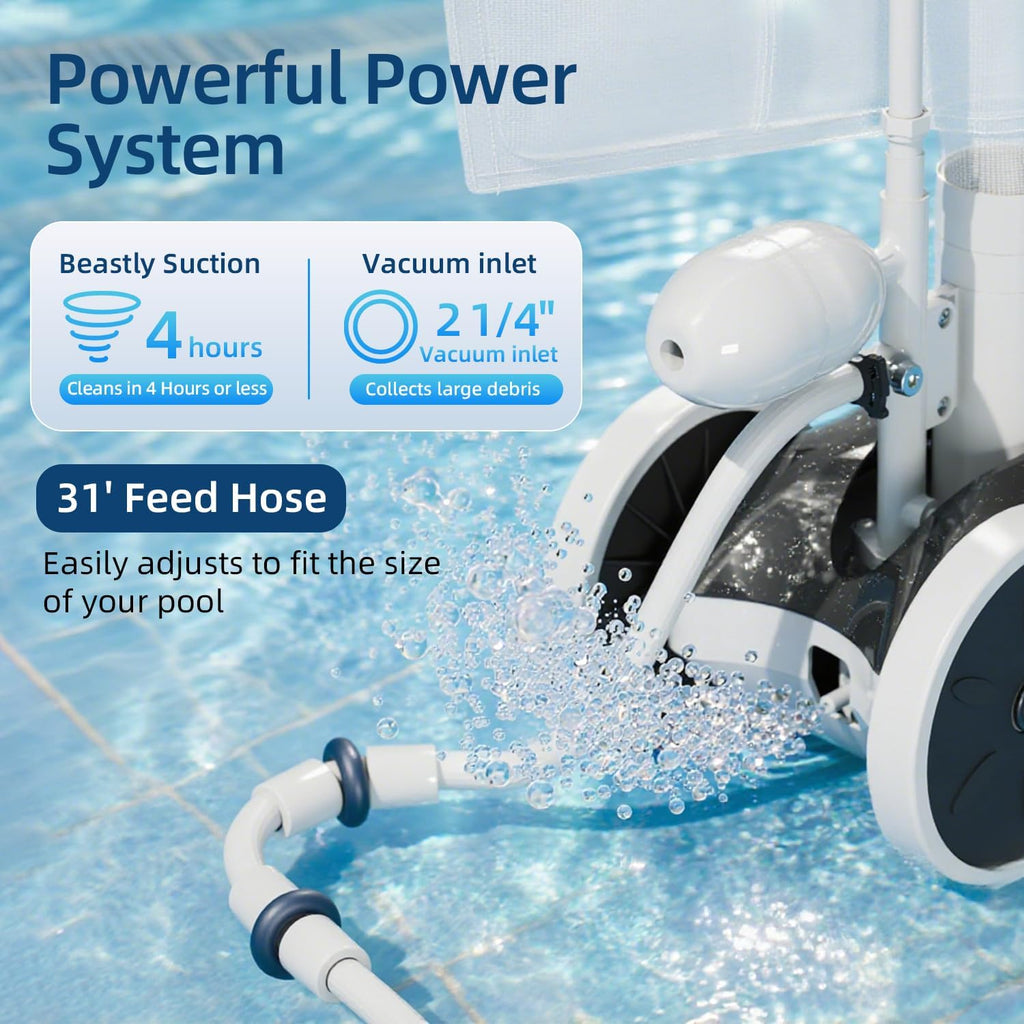Appareil de nettoyage de piscine sous pression latérale MAKHOON Upgrade – Nettoyeur de piscine professionnel pour effectuer le nettoyage performant – Structure stable à 4 roues