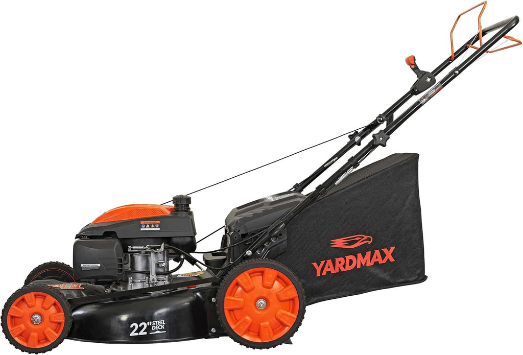 Tondeuse à gazon à gazon autotractée YARDMAX Select PACE 22 po, 201 cm³, transmission CVT à 6 vitesses, roues hautes, traction avant, 3 en 1, à essence, noire (YG2860)