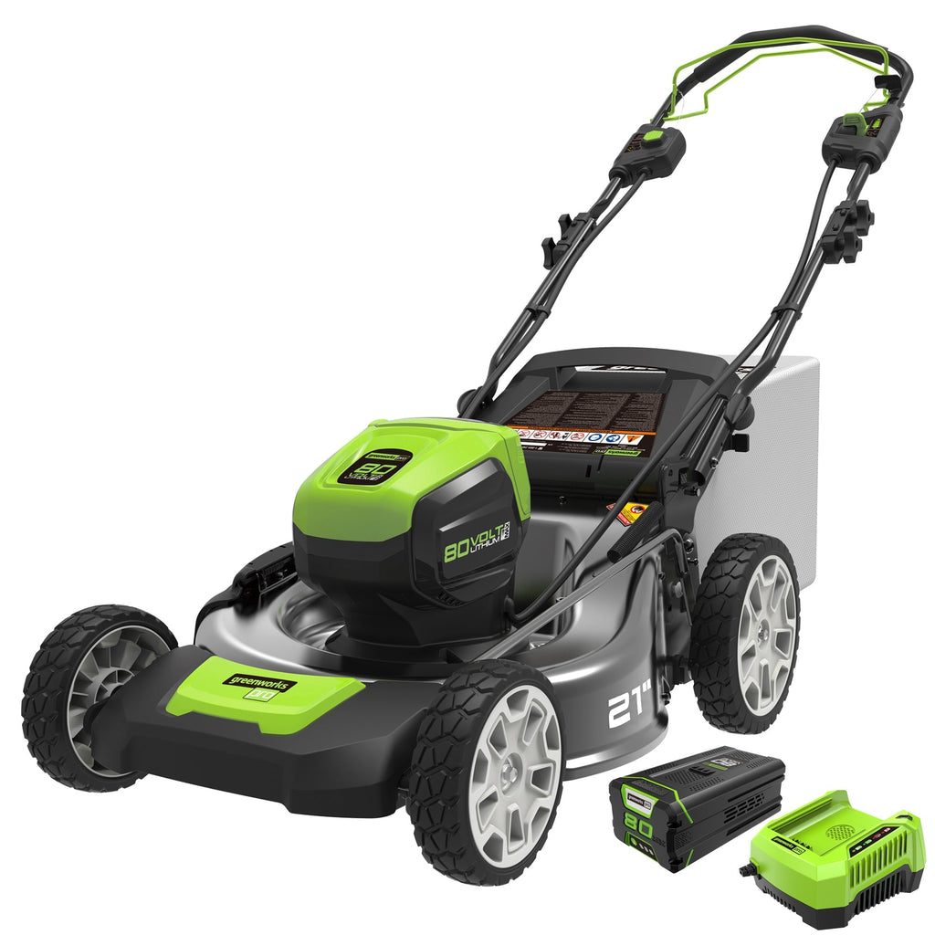 Tondeuse à gazon à gazon sans fil 80 V, autotractée et sans balais de 21 pouces | Greenworks