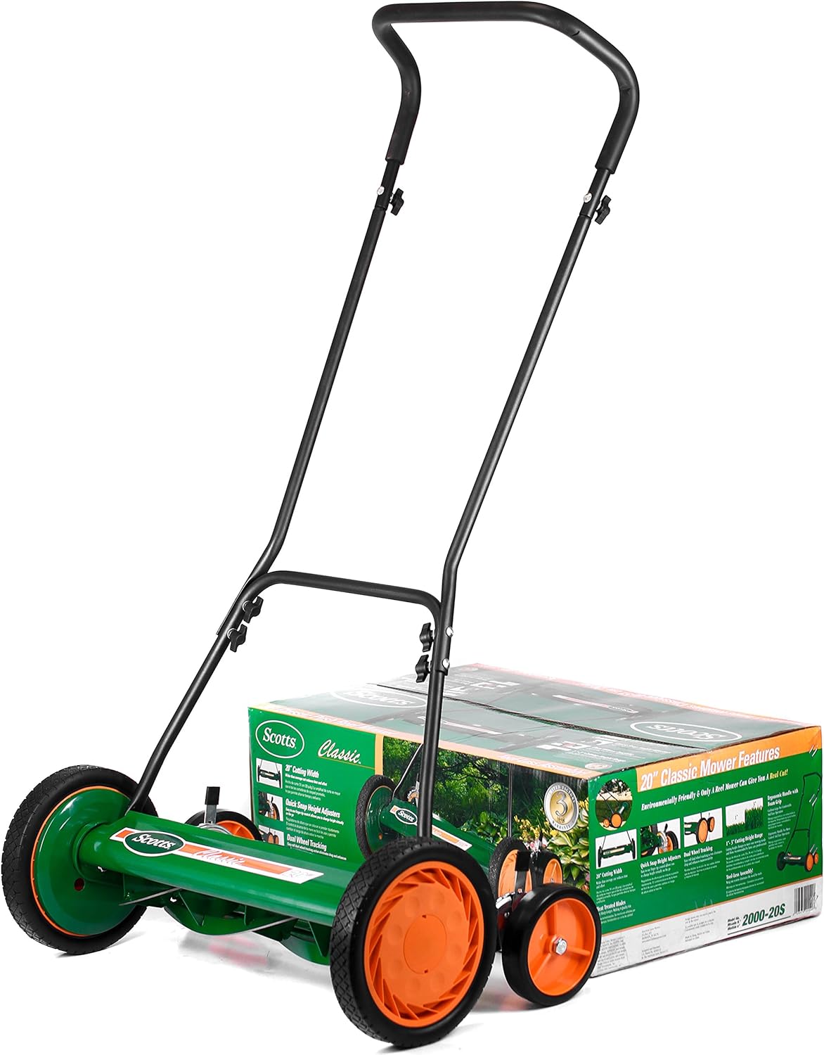 Scotts Outdoor Power Tools 2000-20S Tondeuse à gazon à gazon manuelle classique à 5 lames de 51 cm (20 pouces), verte