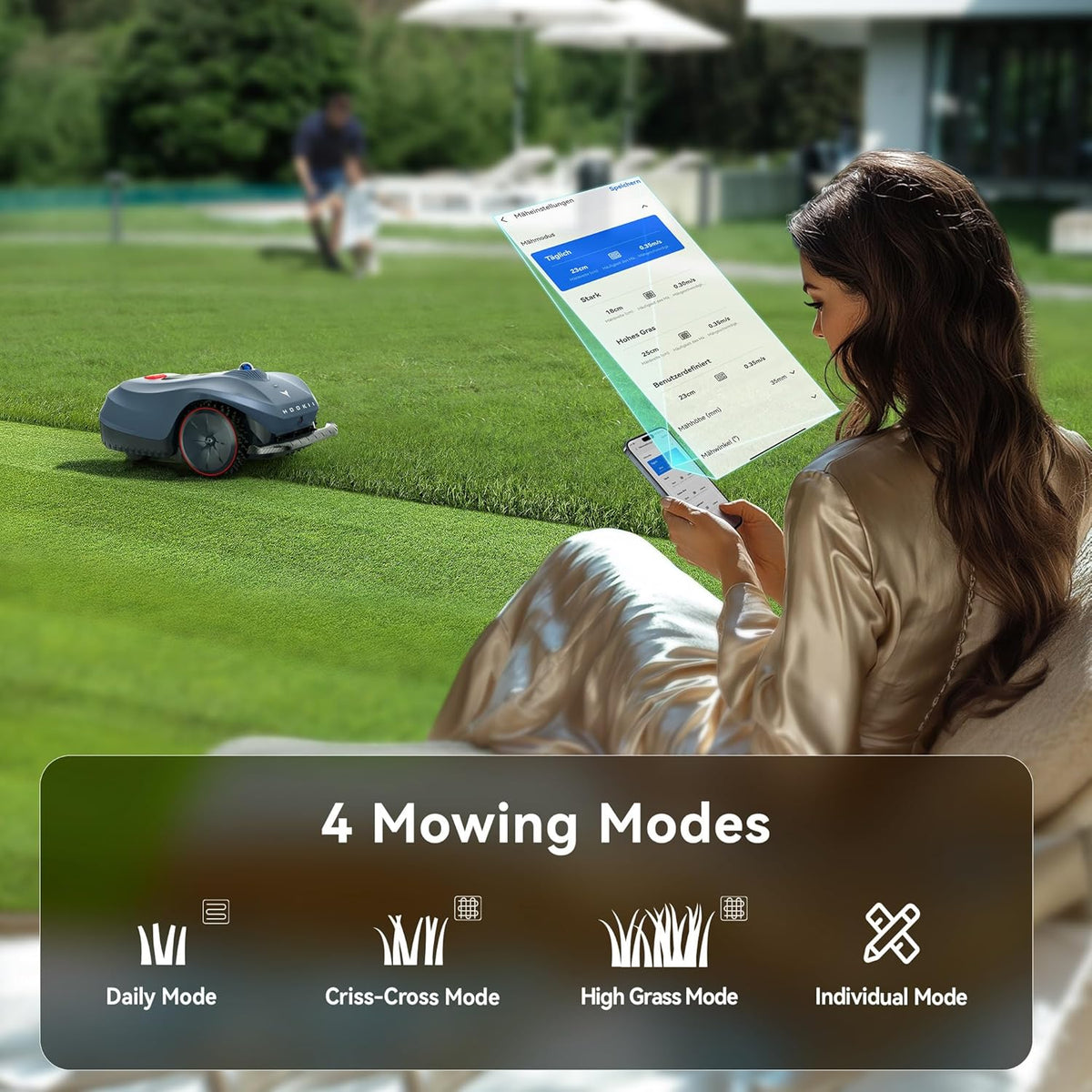 Tondeuse à gazon robot Neomow X SE sans fil pour terrain de 0,3 hectare (0,75 acre). Technologie 3D LiDAR SLAM + cartographie visuelle. Connexion 4G, sans station RTK, évitement d'obstacles précis par IA, application de contrôle, système antivol.