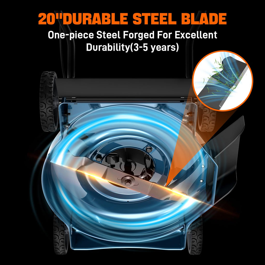 Tondeuse à gazon à gazon à essence SENIX 20 avec moteur 4 temps et réglage de la hauteur
