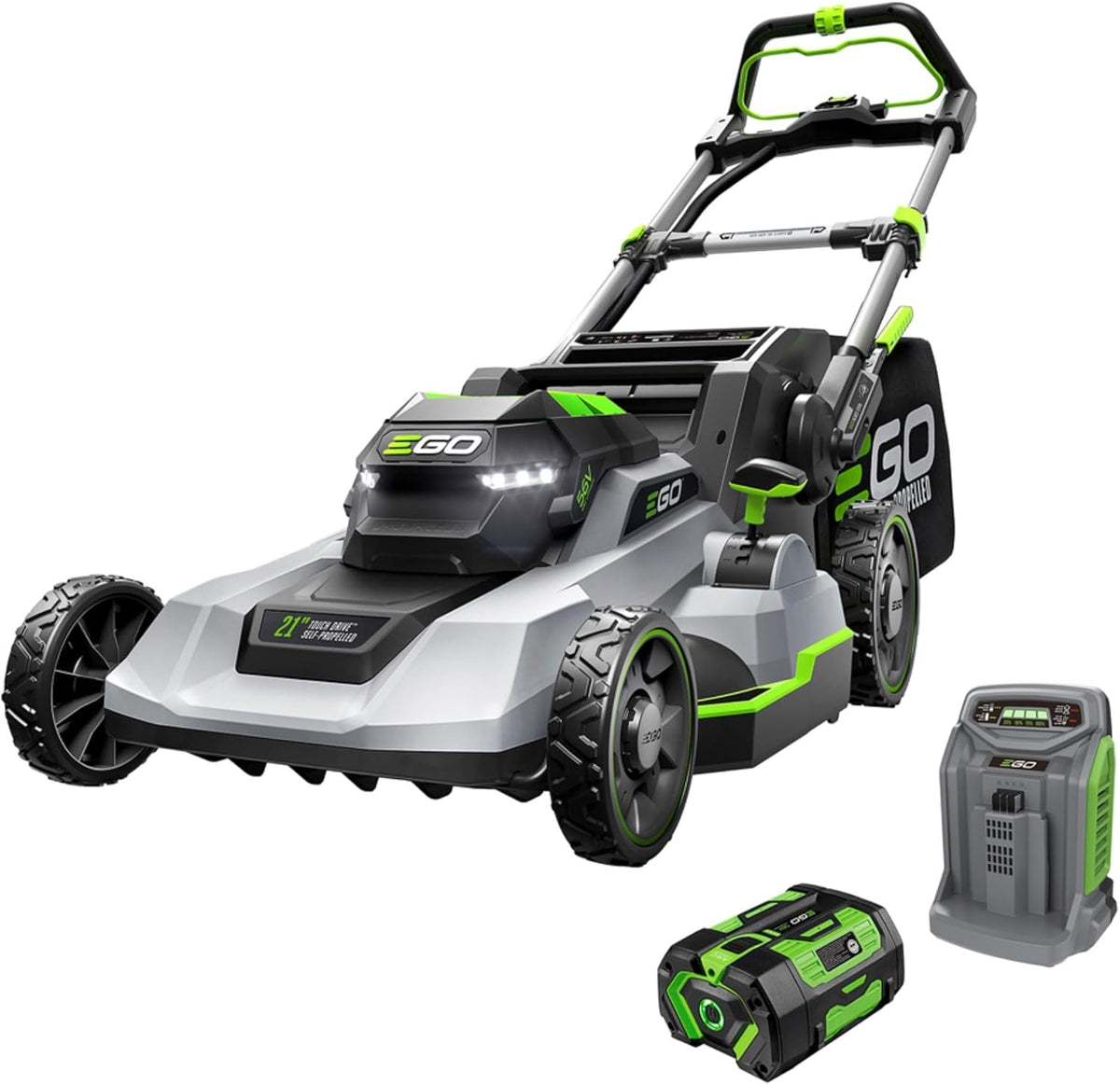 Tondeuse à gazon à gazon électrique EGO Power+ autotractée sans fil avec commande tactile, batterie 56 V 7,5 Ah et chargeur rapide inclus – LM2125SP