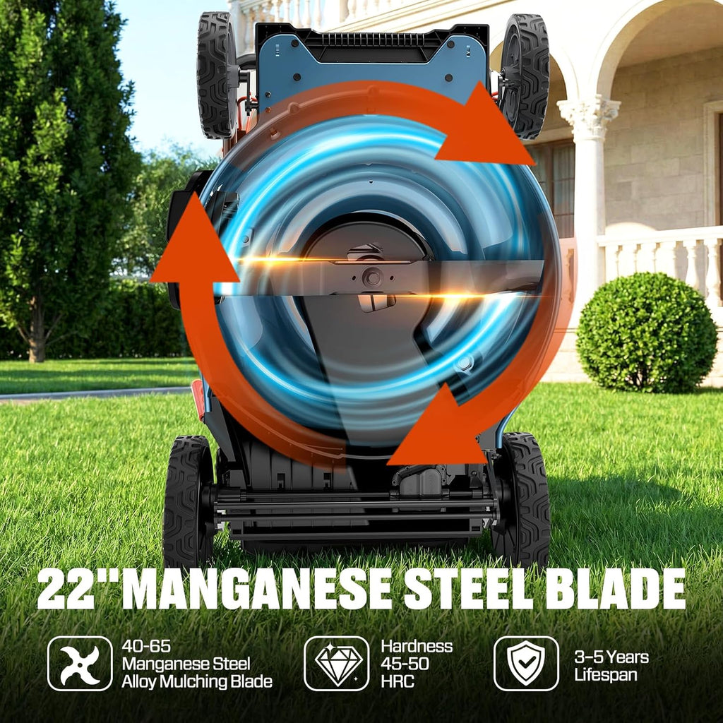Tondeuse à gazon à gazon à essence SENIX, tondeuse à gazon autotractée de 22 pouces avec moteur OHV 4 temps de 170 cm³, tondeuse à gazon poussée 3 en 1, réglage de la hauteur de coupe sur 6 positions
