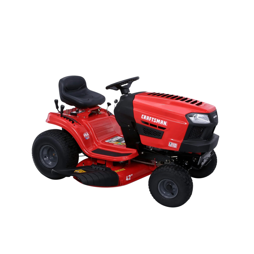 Tondeuse à gazon autoportée Craftsman T110 de 107 cm (42 po) avec moteur Briggs & Stratton de 17,5 HP et transmission à 7 vitesses, modèle 13AN77XS093