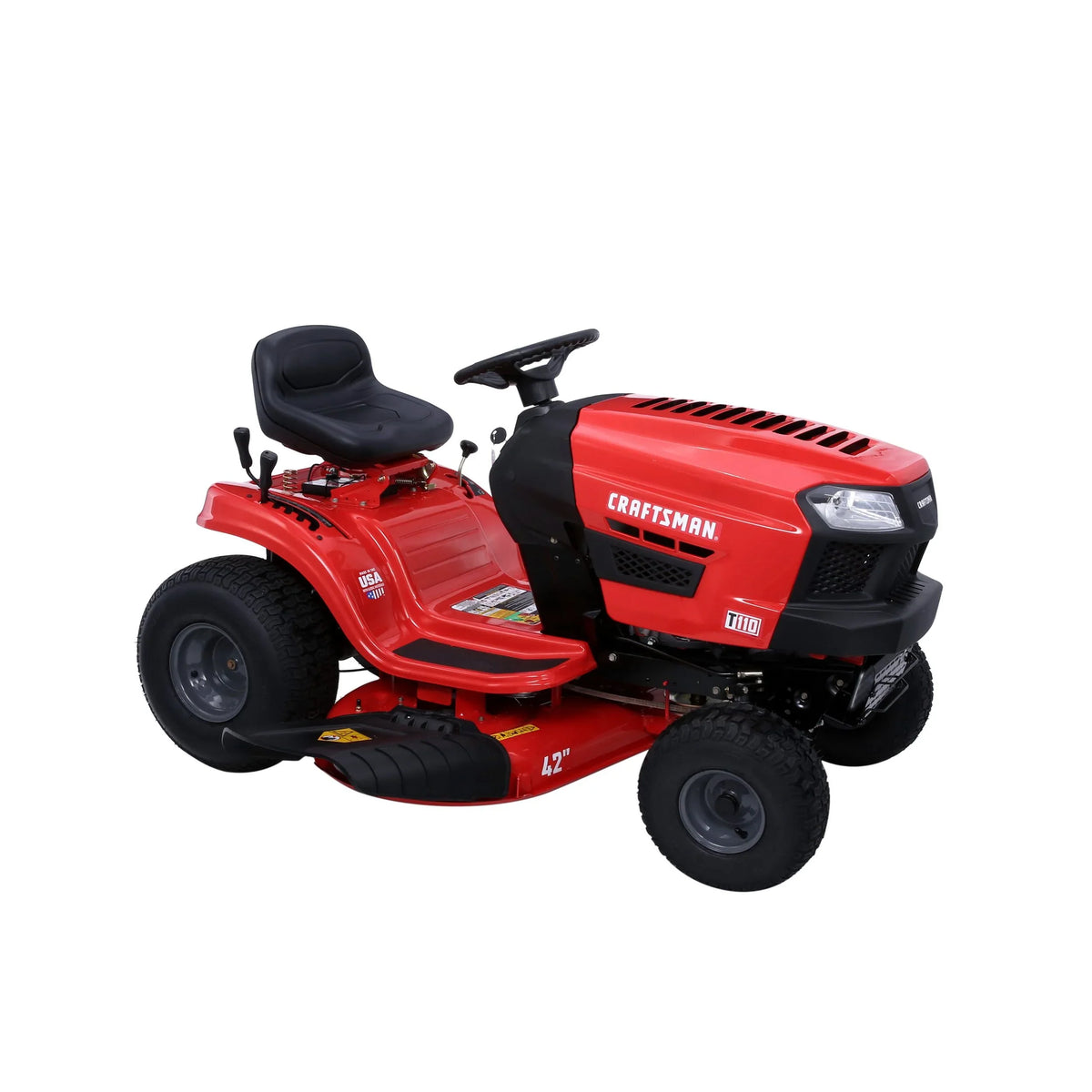 Tondeuse à gazon autoportée Craftsman T110 de 107 cm (42 po) avec moteur Briggs & Stratton de 17,5 HP et transmission à 7 vitesses, modèle 13AN77XS093