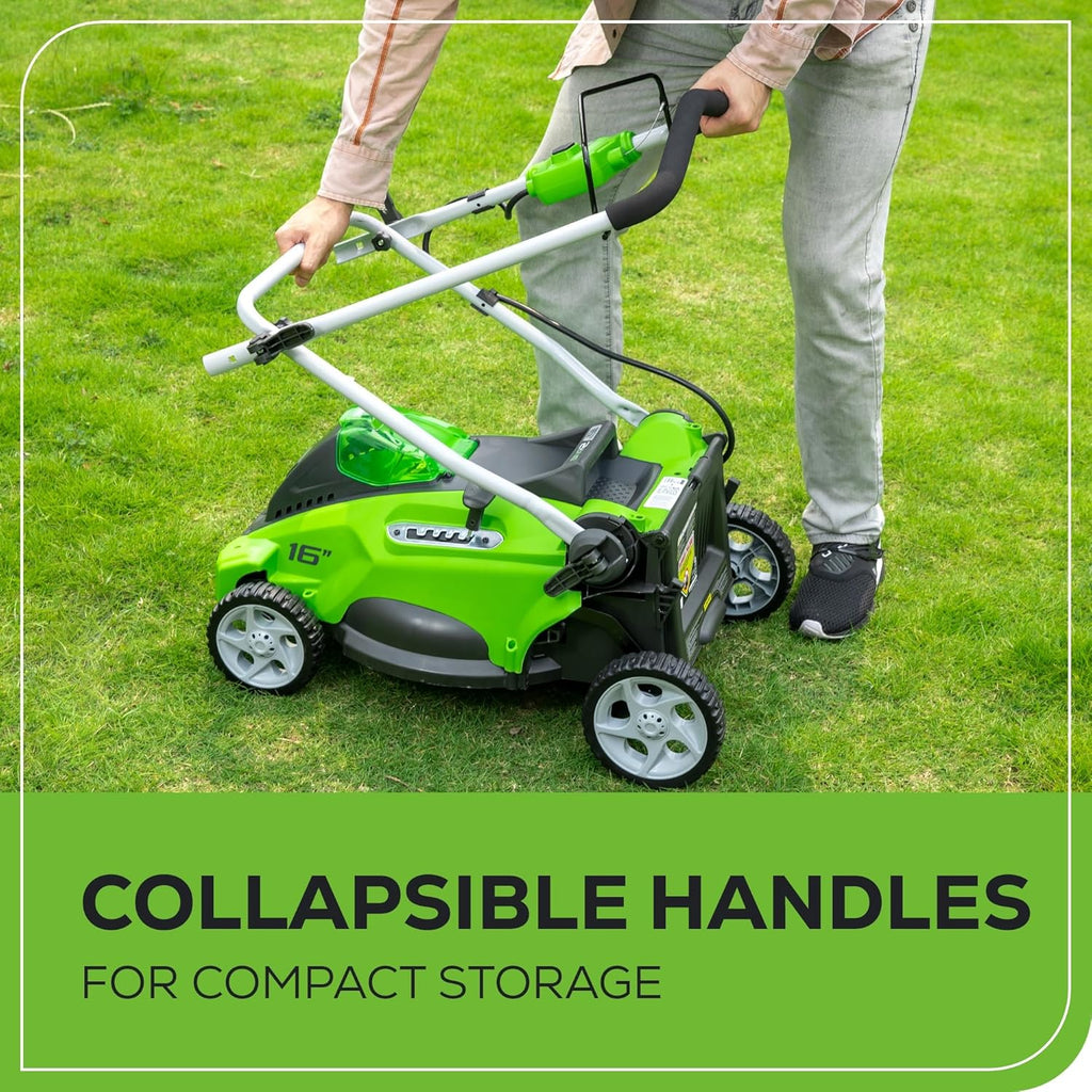Tondeuse à gazon à gazon sans fil Greenworks 40V 16" ultra-légère à pousser avec batterie 4,0 Ah et chargeur (compatible avec plus de 75 outils, autonomie de 45 minutes)