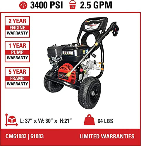 Appareil de nettoyage haute pression à essence CM61083 Clean Machine 3400 PSI
