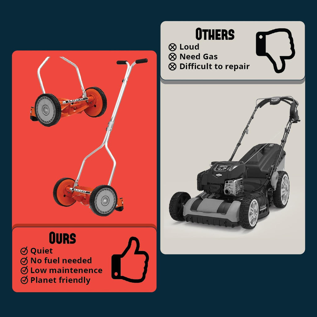 Tondeuse à gazon à gazon manuelle American Lawn Mower Company 1204-14, 14 pouces, 4 lames, rouge