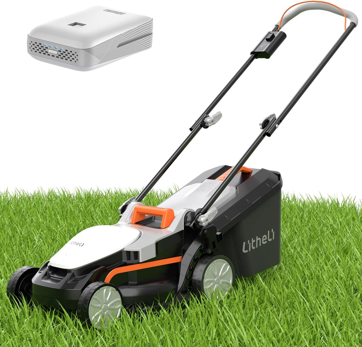 Tondeuse à gazon à gazon sans fil Litheli U20 Handy+ 20 V, 33 cm (13 pouces), idéale pour le jardin, la cour et la ferme. 5 hauteurs de coupe, légère et batterie portable 4,0 Ah incluse.