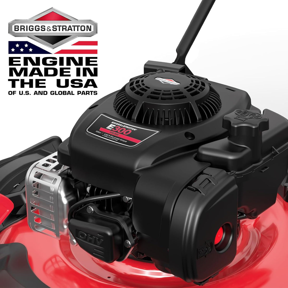 Tondeuse à gazon à gazon à essence PowerSmart de 53 cm (21 po) avec moteur Briggs & Stratton E300 de 125 cm³, tondeuse poussée 2 en 1 avec broyage et éjection latérale.