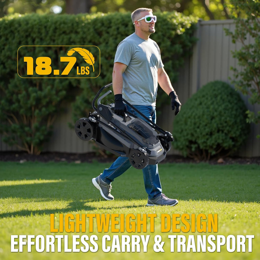 Tondeuse à gazon à gazon sans fil de 33 cm (13 pouces), compatible avec la batterie Dewalt 20V MAX, tondeuse électrique sans balais avec bac de ramassage de 30 litres (8 gallons), réglage de la hauteur de coupe sur 5 niveaux, pour petits jardins (bat