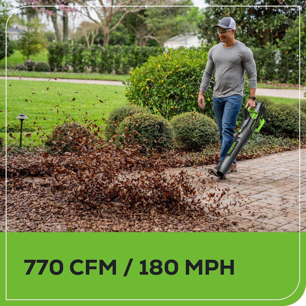 Tondeuse à gazon à gazon autotractée Greenworks 80V 21 avec souffleur (2e génération) Batterie 5,0 Ah
