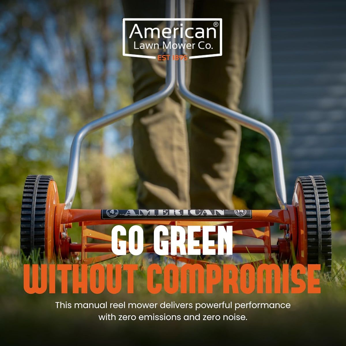 Tondeuse à gazon à gazon manuelle American Lawn Mower Company 1204-14, 14 pouces, 4 lames, rouge
