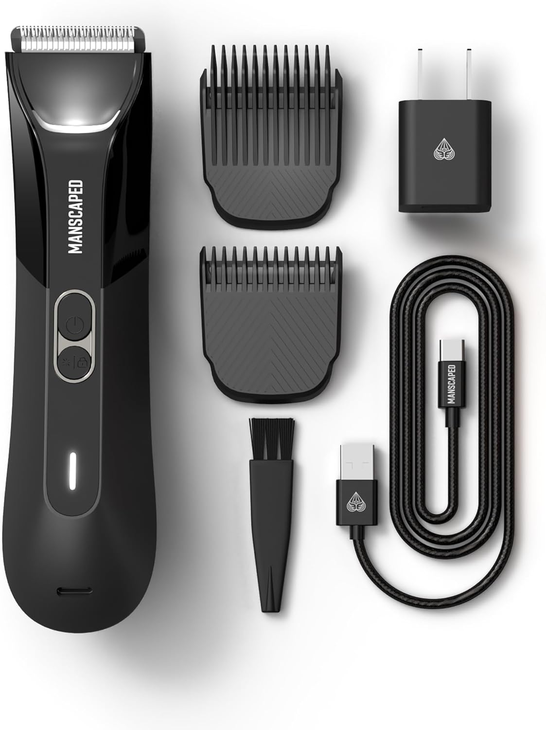 MANSCAPED® The Lawn Mower® 4.0 PRO - Tondeuse à gazon pour le maillot et le corps, lame SkinSafe® améliorée, étanche et utilisable sur peau sèche ou humide, compatible avec la recharge USB-C et sans fil, rasoir intime pour homme avec verrouillage de