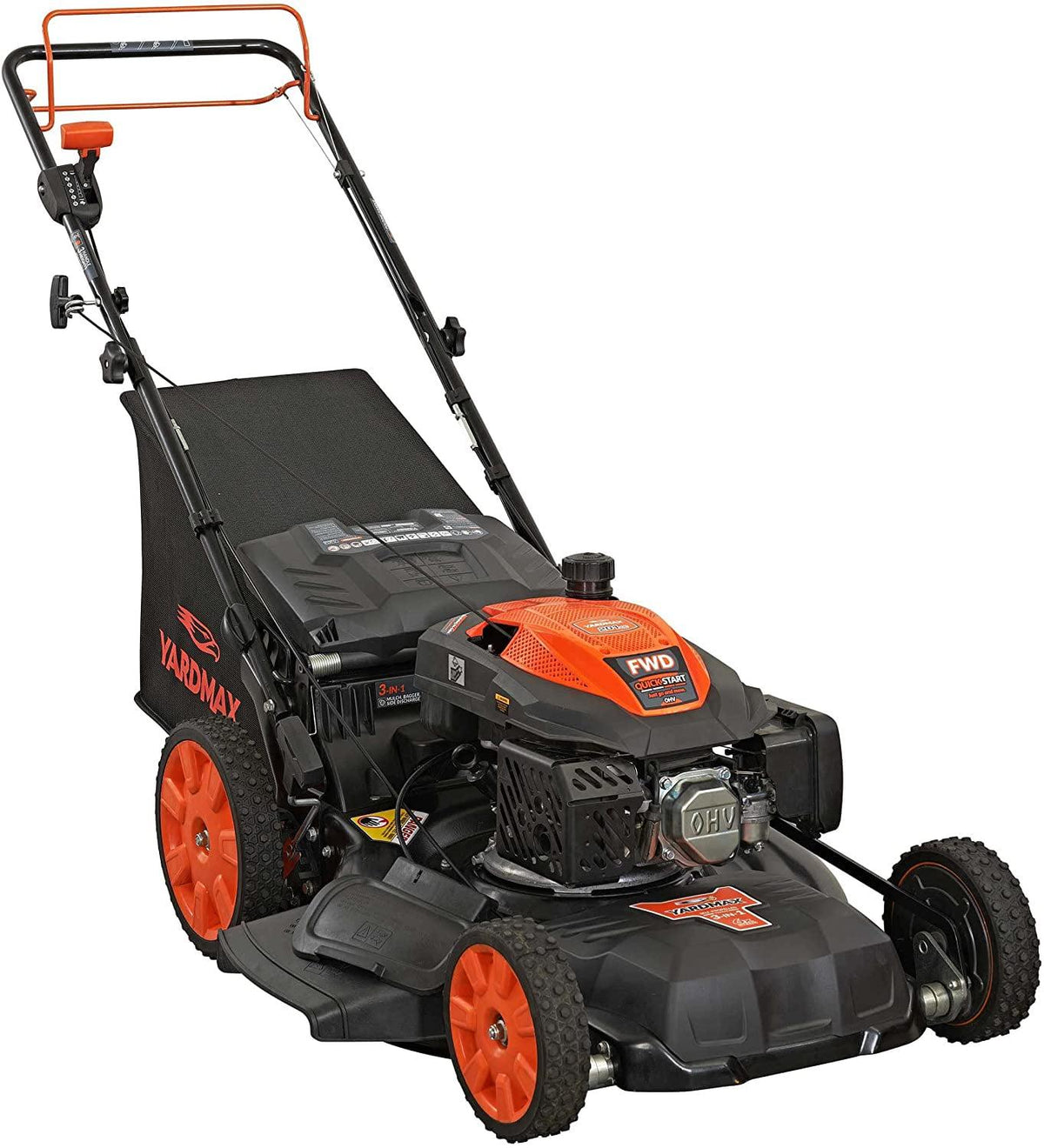 Tondeuse à gazon à gazon autotractée à essence 3 en 1 YG2860 22″ 201cc avec transmission à variation continue et grandes roues