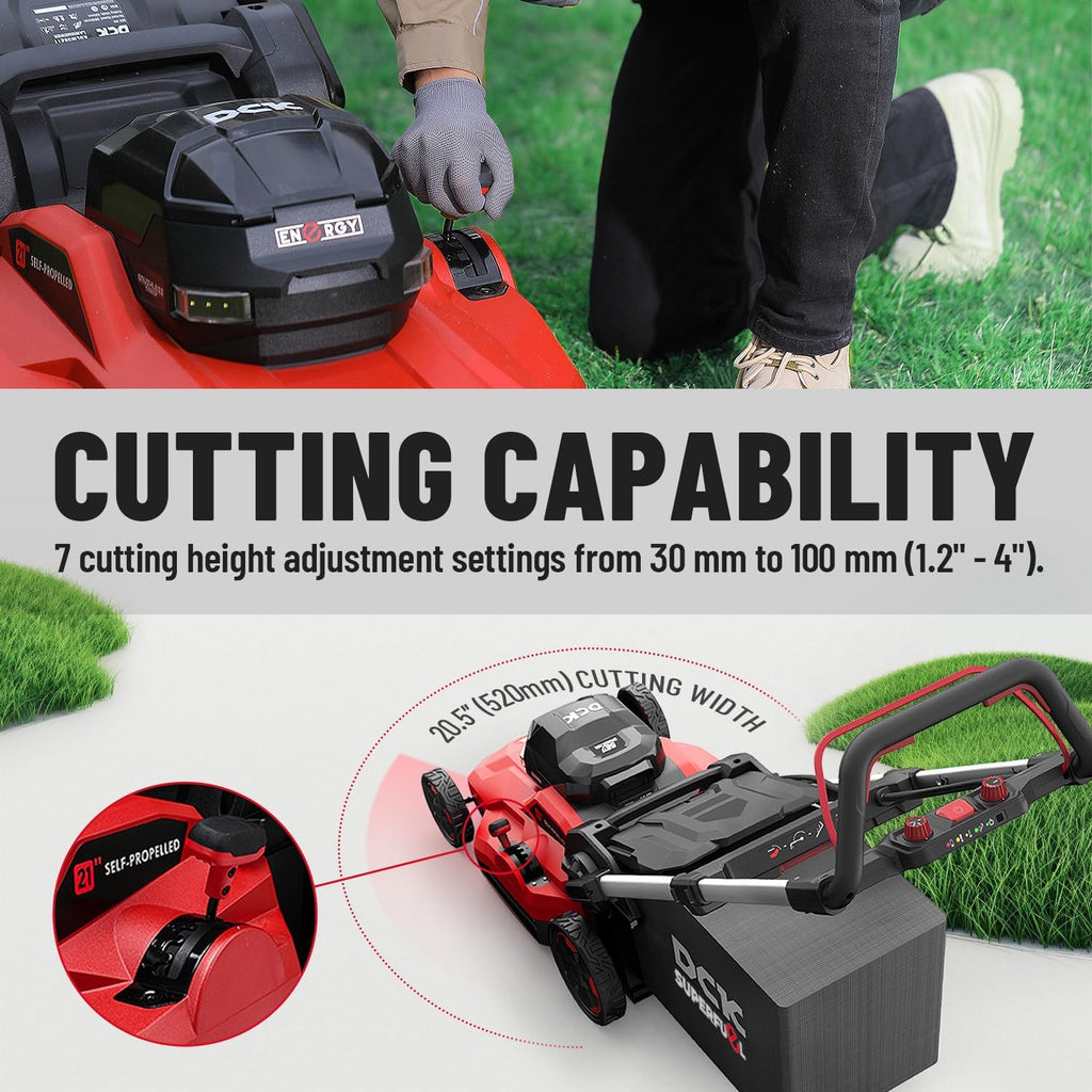 Tondeuse à gazon à gazon électrique sans fil 58 V 21 pouces, autotractée, moteur sans balais, 3 en 1 (tonte/ramassage/mulching), 7 hauteurs de coupe, pliable, éclairage LED, batterie 7,5 Ah et chargeur (60 min d'autonomie)